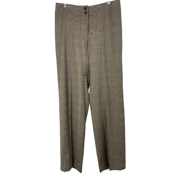 Sz 8 Armani Collezioni Womens Gray Plaid Wool-Blend Dress Pants Wide Leg GUC - Picture 2 of 7
